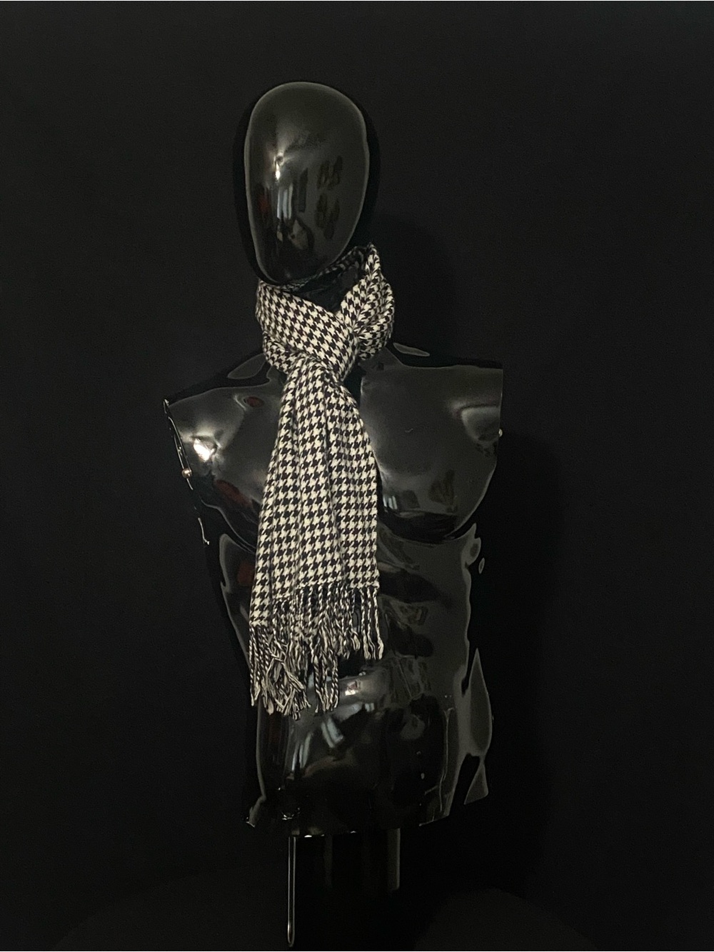 Classic Black & White Houndstooth Scarf - Men